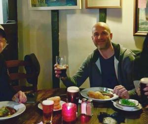 Ed Sheeran and Dani Filth eating dinner together on St Patrick's Day, Photo Credit: Dani Filth/Facebook