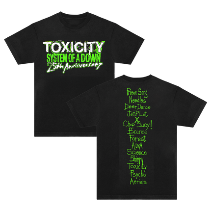 Toxicity 25 Tracklist T-Shirt | SYSTEM OF A DOWN