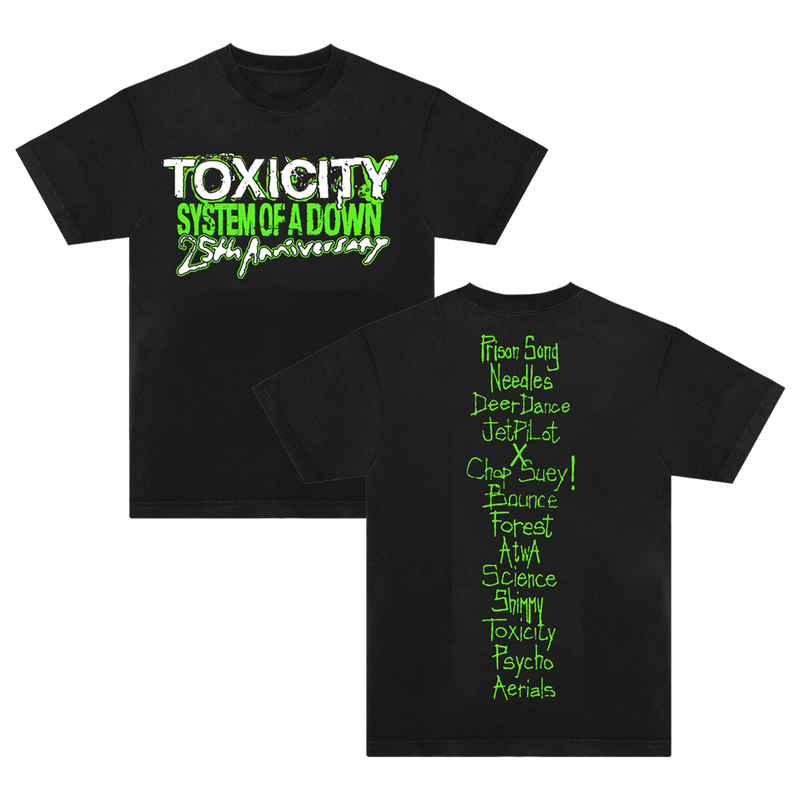 Toxicity 25 Tracklist T-Shirt | SYSTEM OF A DOWN