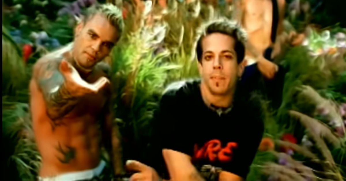 Crazy Town members Shifty Shellshock and Bobby Reeves in the 'Butterfly' film clip.