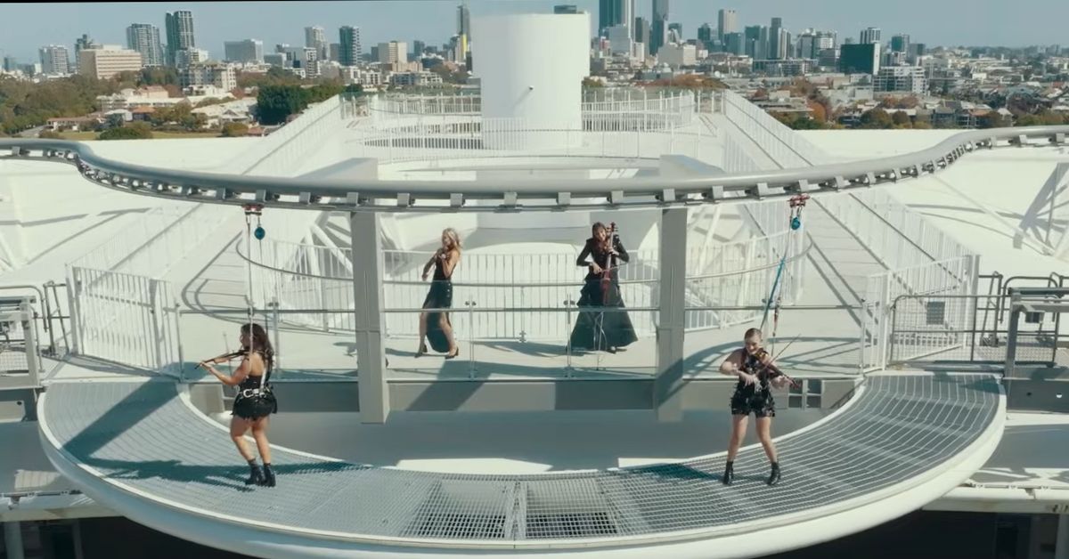 Inneka performing on the roof of Optus Stadium in Perth