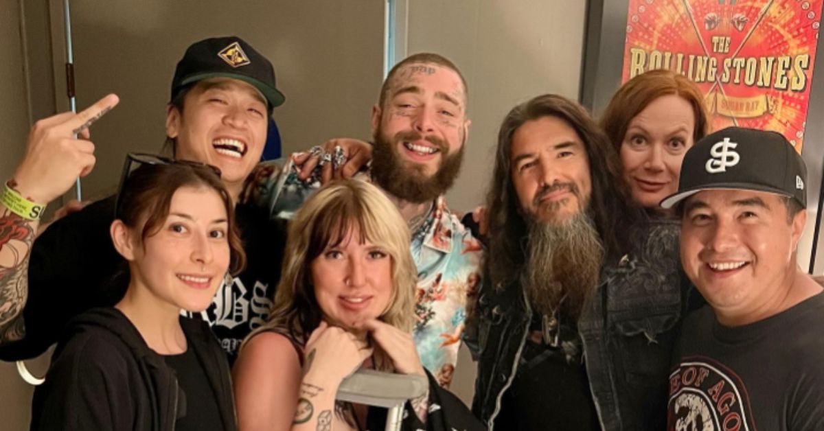 Post Malone SUNAMI and Rob Flynn in a group photo 