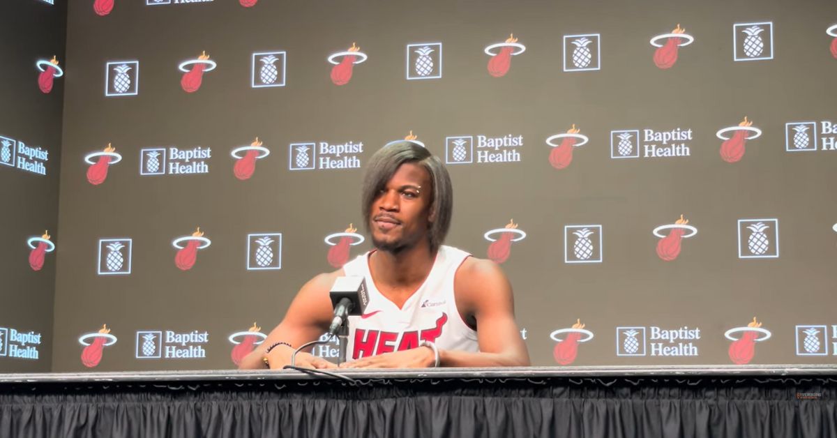 Jimmy Butler at Miami Heat 2023-2024 media day. 