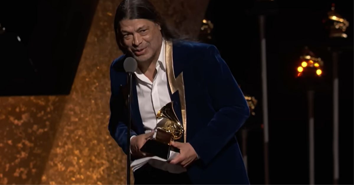 Rob Trujillo of Metallica collects GRAMMY Award for 'Best Metal Performance'.