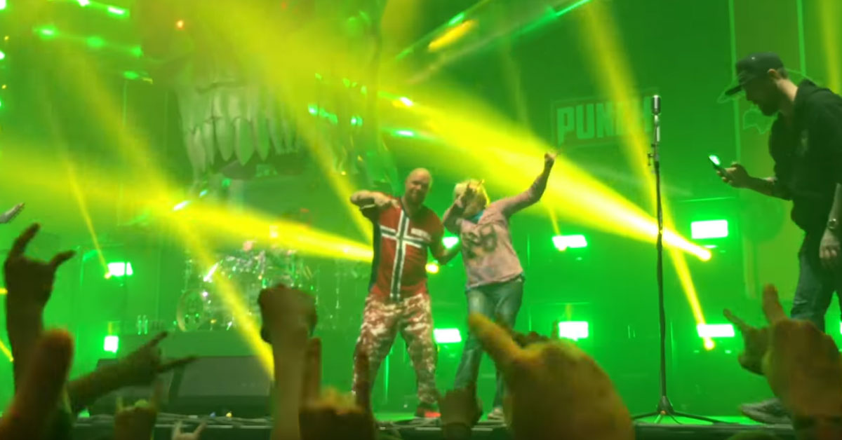 Norwegian Grandma Joins Five Finger Death Punch On Stage