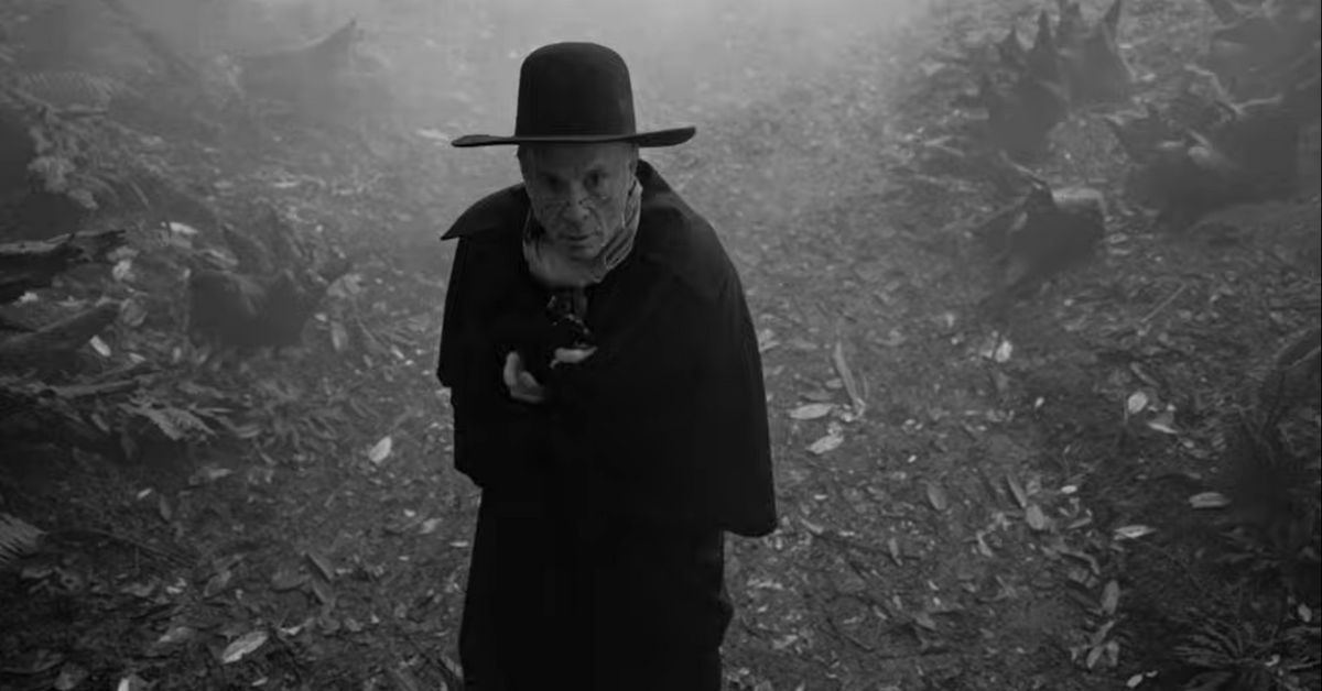 A screenshot of Bruce Dickinson in the 'Rain On The Graves' video clip