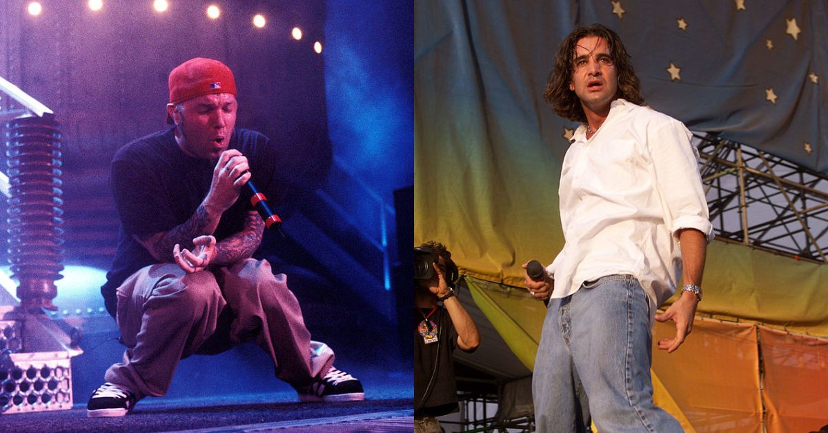 Photos of Fred Durst and Scott Stapp performing live in 1999