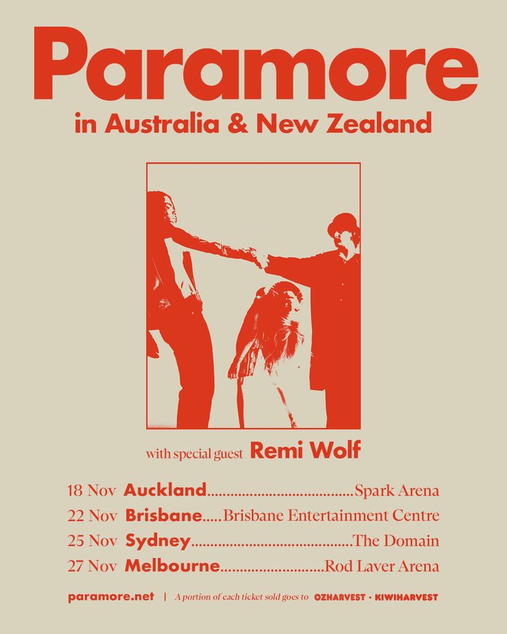 Paramore Australia and New Zealand poster