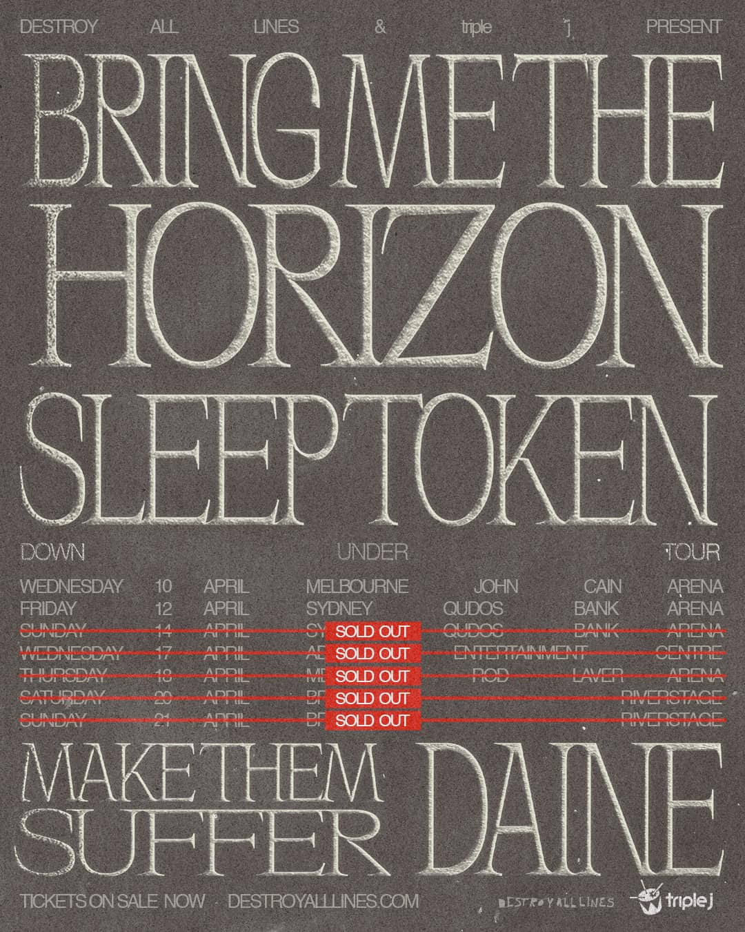 BMTH updated tour poster Australia