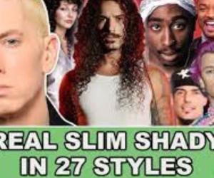 The title screen of Anthony Vincent's video 'The Real Slim Shady in 27 Styles'