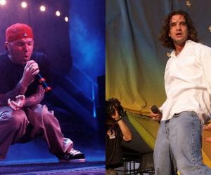 Photos of Fred Durst and Scott Stapp performing live in 1999