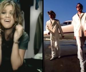 A comp image featuring screenshots from Kelly Clarkson 'Since U Been Gone' video and blink-182's 'All The Small Things' video. 