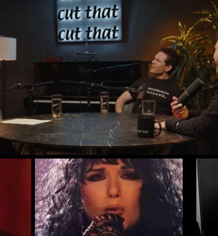 Comp image of Always Sunny podcast, Heart's Ann Wilson, Faith No More's Mike Patton and Guns N' Roses Axl Rose