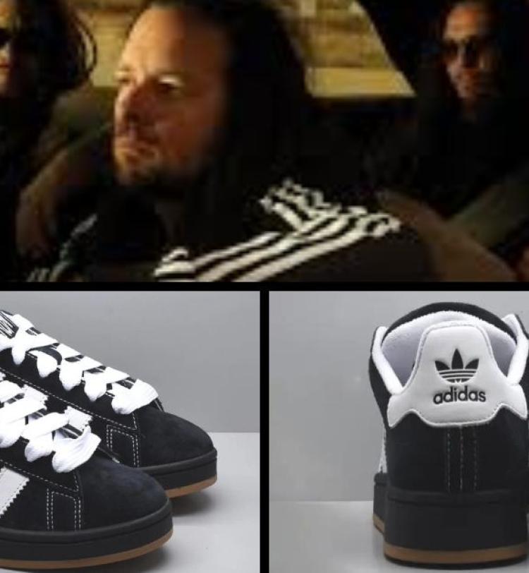 Comp image of Korn and leaked screenshots of Korn x Adidas signature shoes