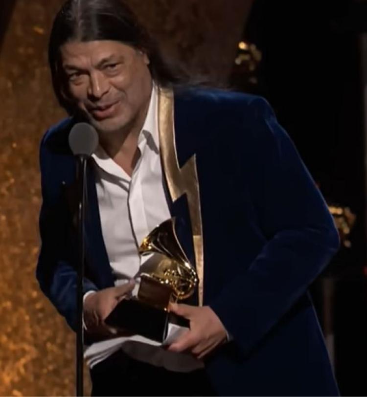 Rob Trujillo of Metallica collects GRAMMY Award for 'Best Metal Performance'.