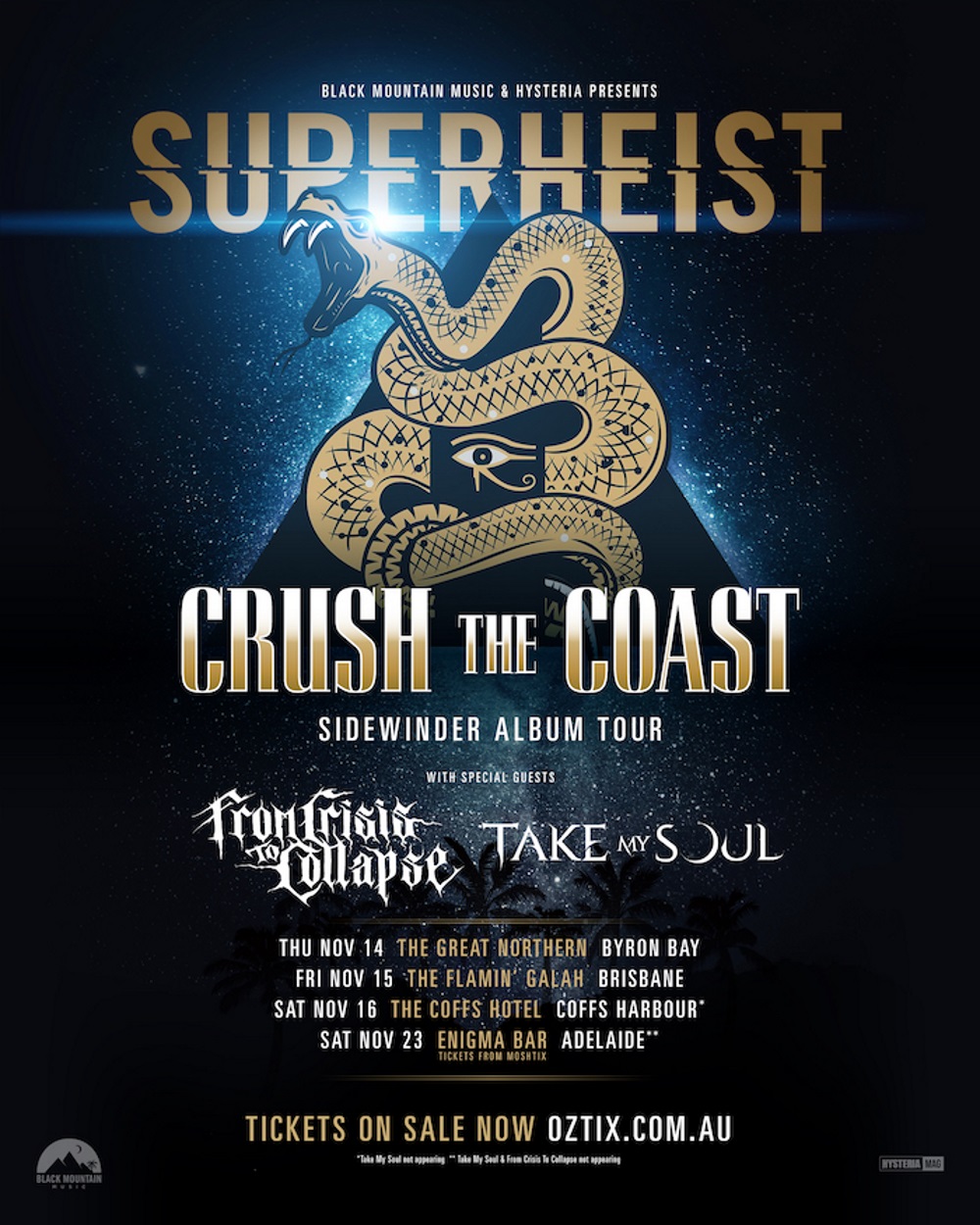Superheist - Crush the Coast Tour Flyer