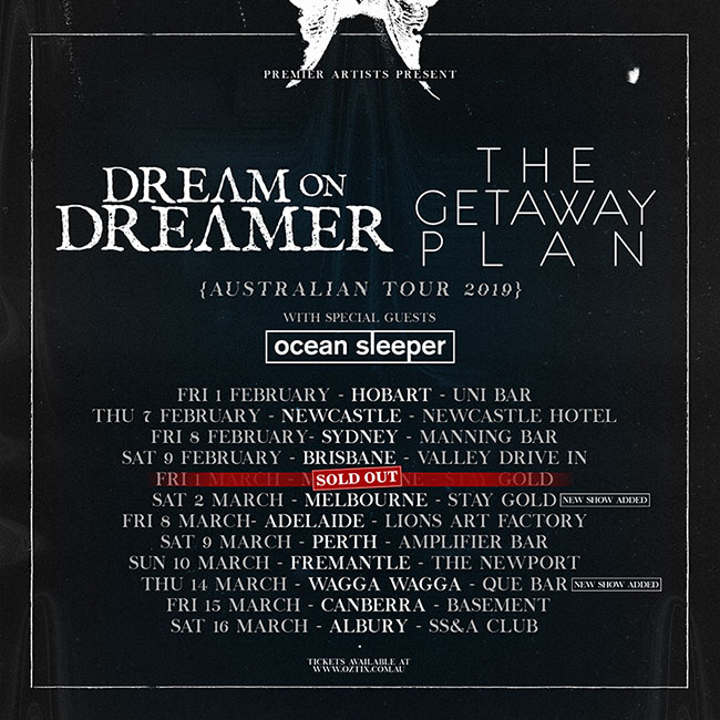 The Getaway Plan & Dream On Dreamer Tour Dates