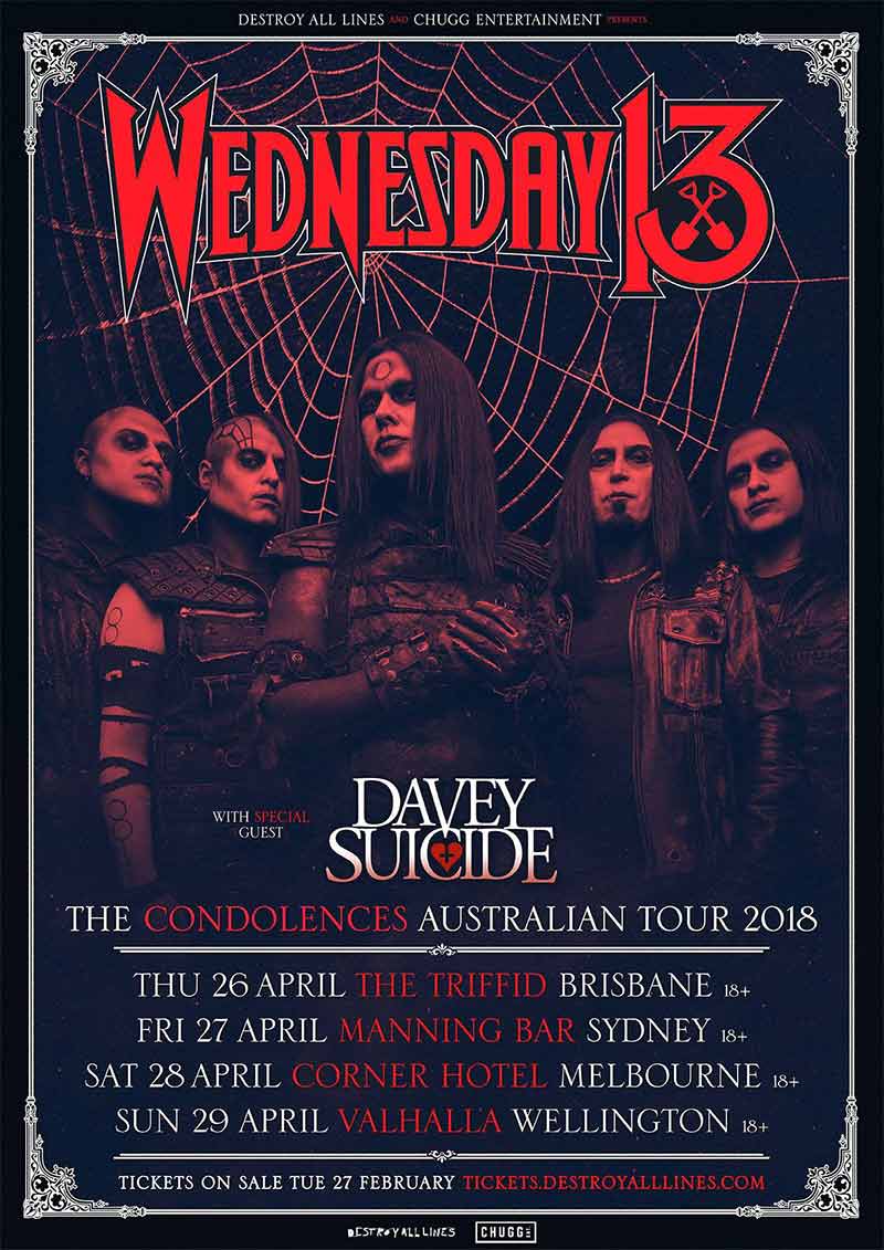 Wedbesday 13 Australian Tour Poster