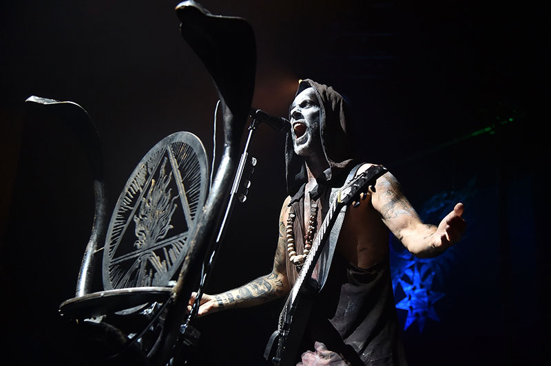 Adam 'Nergal' Darski of Behemoth performs during Slayer With Lamb Of God And Behemoth In Concert at The Theater at Madison Square Garden on July 27, 2017 in New York City. (Photo by Theo Wargo/Getty Images)